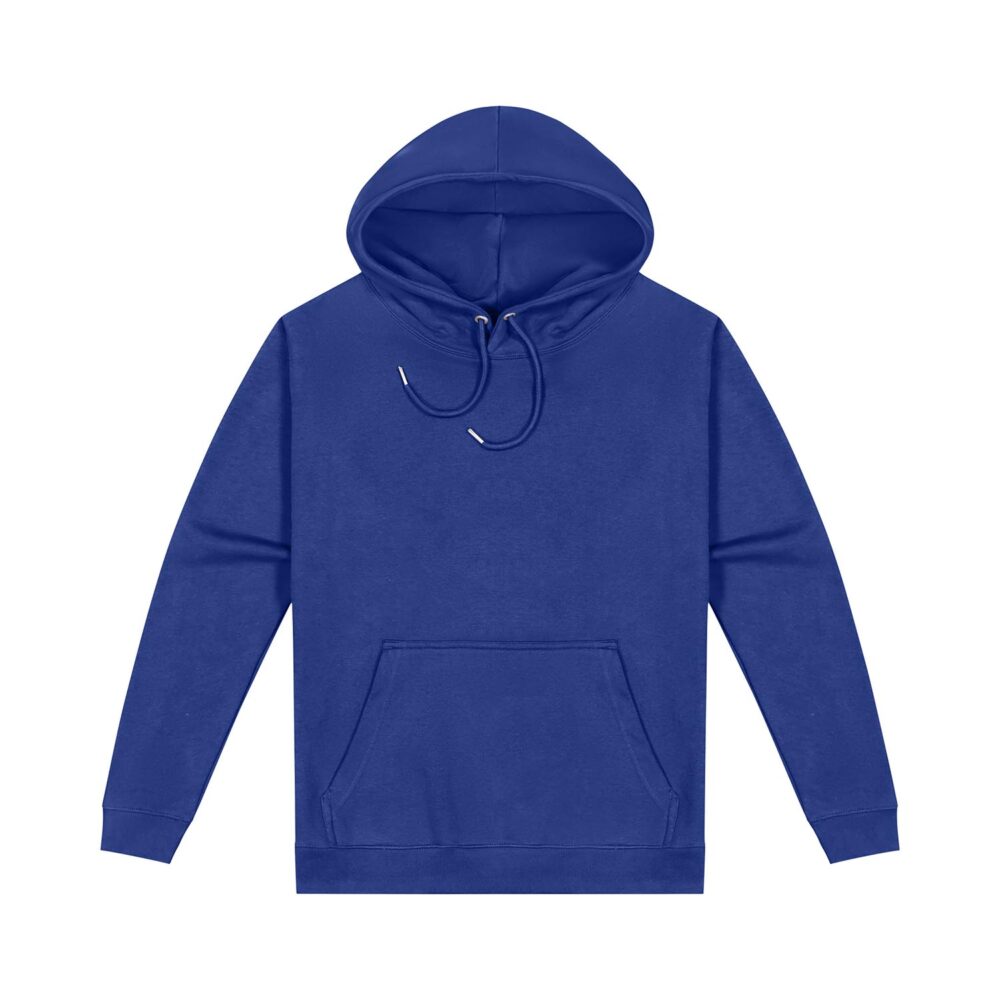 Mens Origin Hoodie in Deep Royal. 80% cotton, 20% recycled polyester.