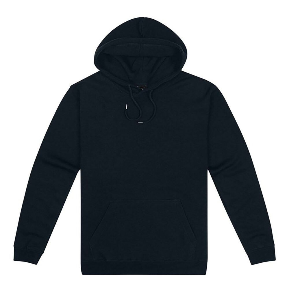 Mens Origin Hoodie in Black. 80% cotton, 20% recycled polyester.