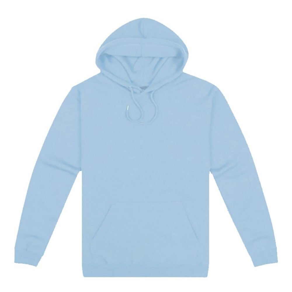 Mens Origin Hoodie in Pale Blue. 80% cotton, 20% recycled polyester.